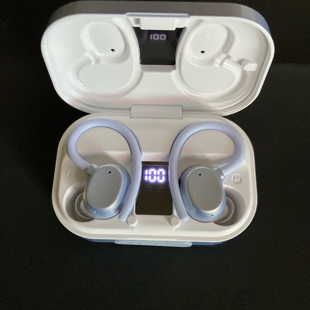 Wireless Earbuds with Charging Case - White and Powder Blue , new in Box